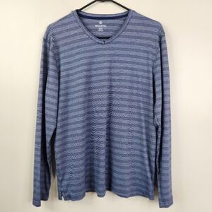 Broletto Long Sleeve Striped Soft Cotton V-Neck Shirt Small